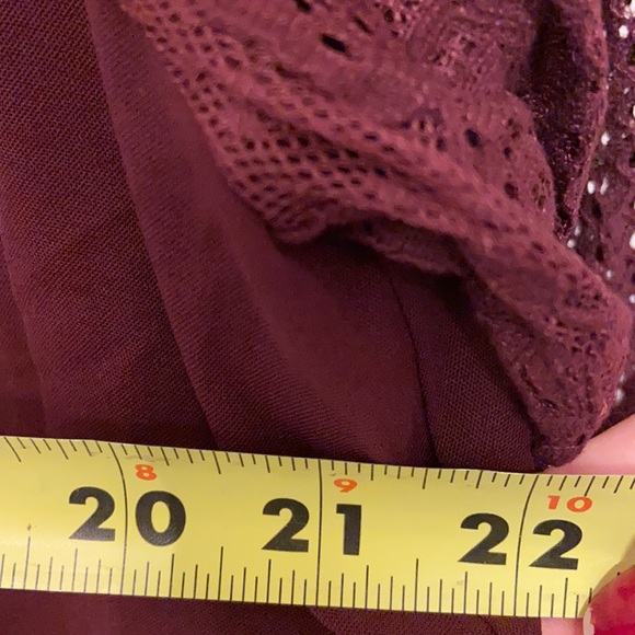 Anthropologie ENTRO Burgundy Crochet Lace Tunic DRESS SZ L HOLIDAY BOHO - Picture 10 of 15